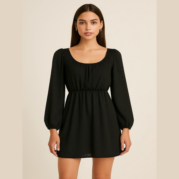Speckless Black Mini Dress - Women's M - Long Sleeve - Picture 1 of 7